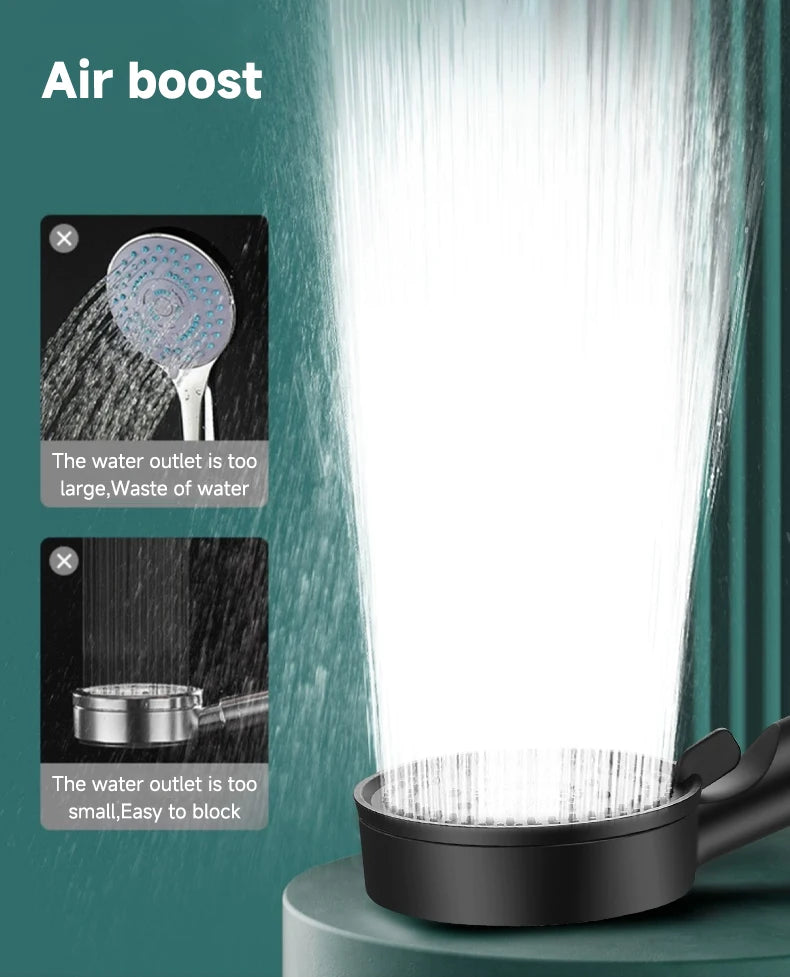 Black Handheld Shower Head for Bathroom Replacement, Listed G1/2 Thread and ABS Construction with 3.54-Inch Size Option, Adjustable Spray Head Only