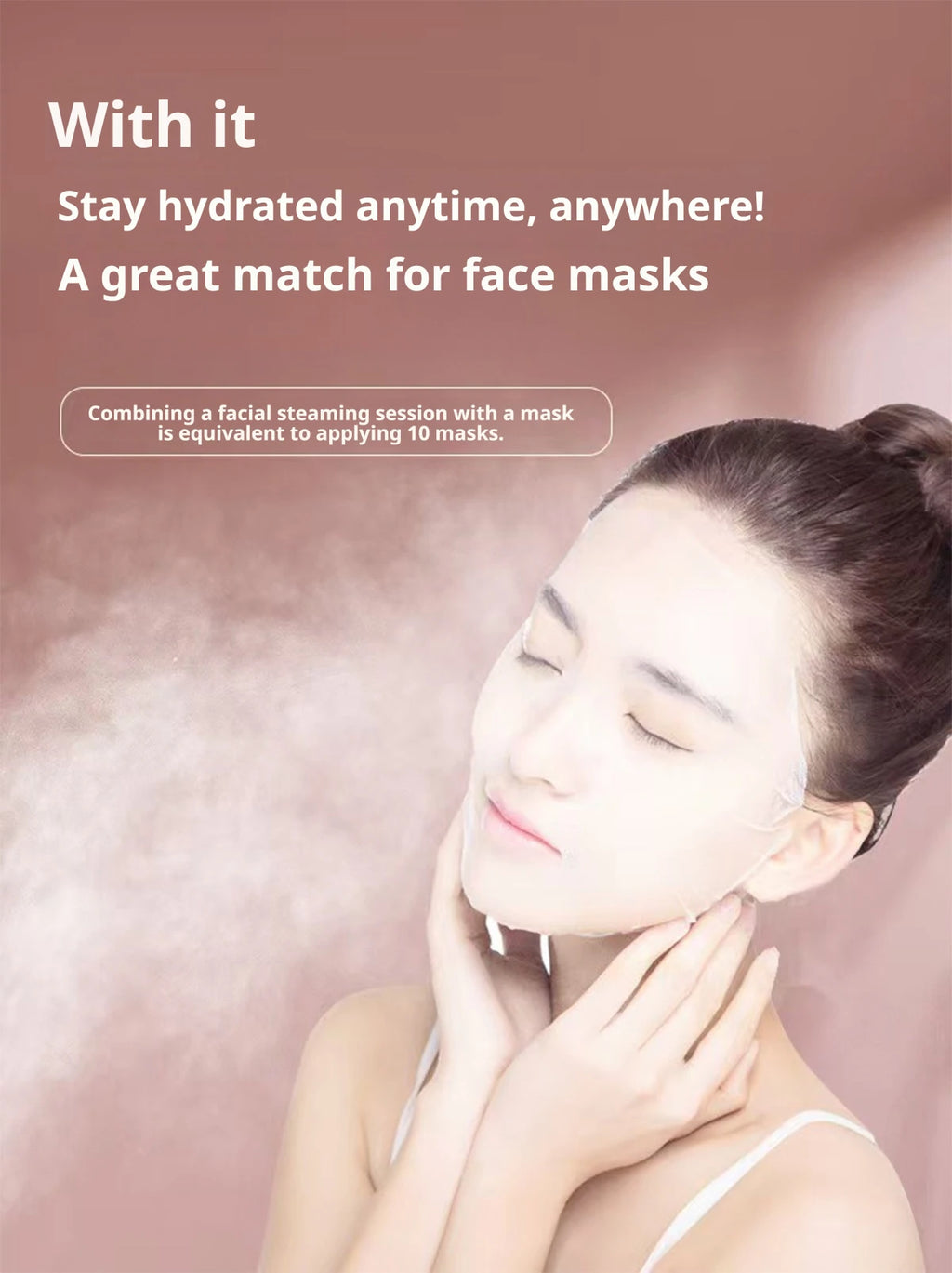 Rotating-Outlet Facial Steamer in White, 100ml Hot Steam Device with Extended Arm and Aroma Compartment for Home Beauty Routines, US or EU Options