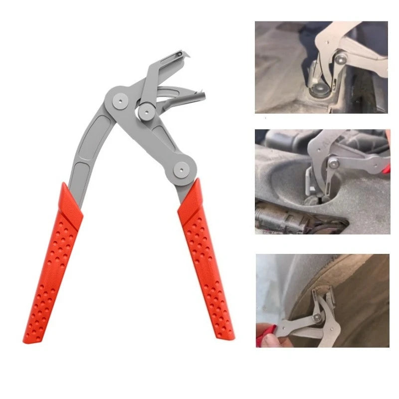 Car Clip Removal Pliers with Spring-Assisted Lever, Four-Point Support and Stainless Steel Construction for Compatible Door Panel Fasteners and Interior Trim