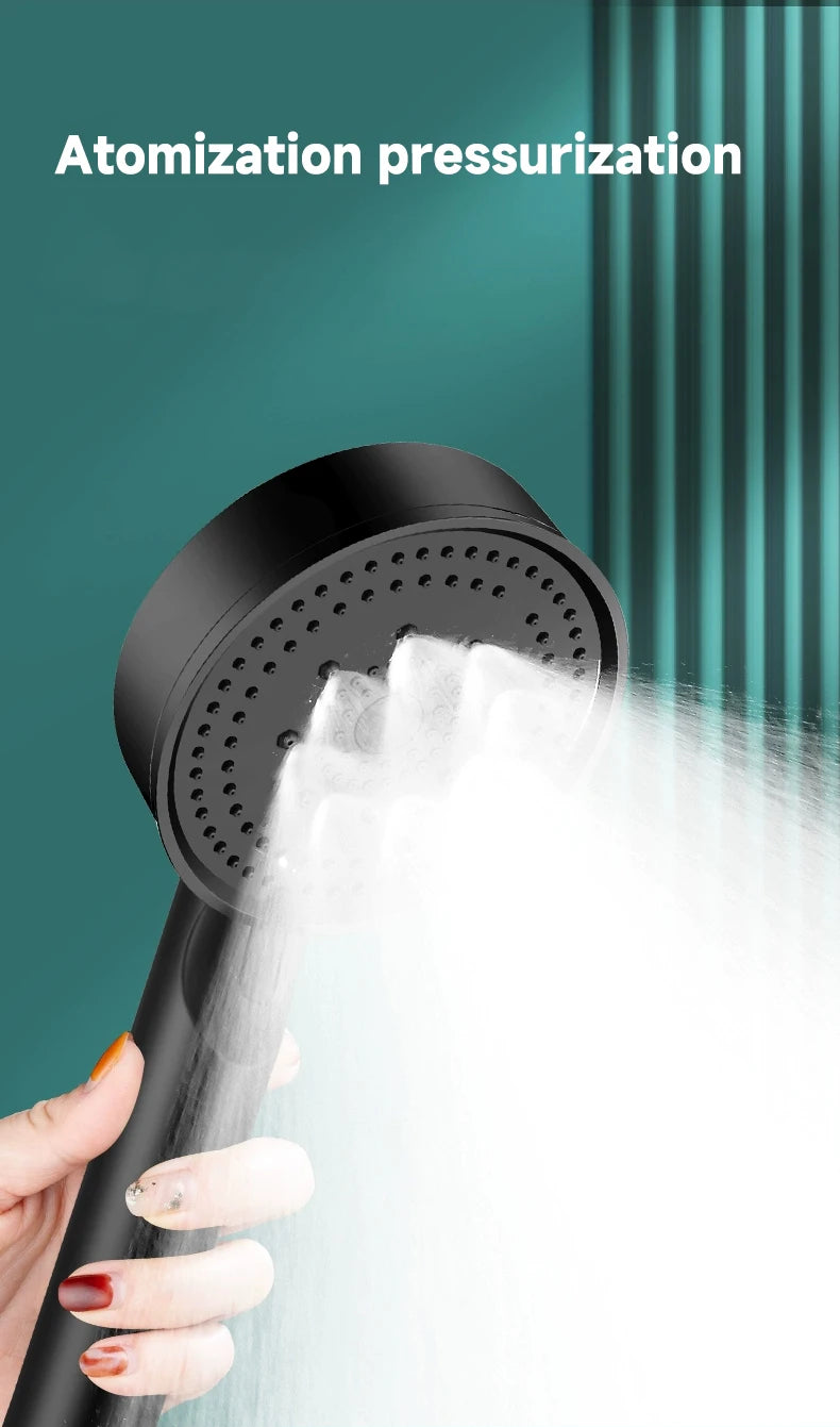 Black Handheld Shower Head for Bathroom Replacement, Listed G1/2 Thread and ABS Construction with 3.54-Inch Size Option, Adjustable Spray Head Only