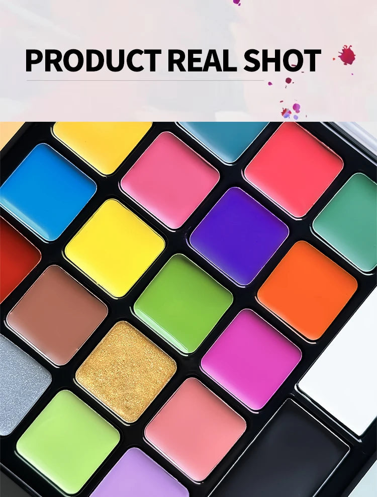22 Color Face Paint Palette and SFX Makeup Kit Options for Halloween, Cosplay and Stage Costumes, with Brush Bundle Choices for Creative Body Art