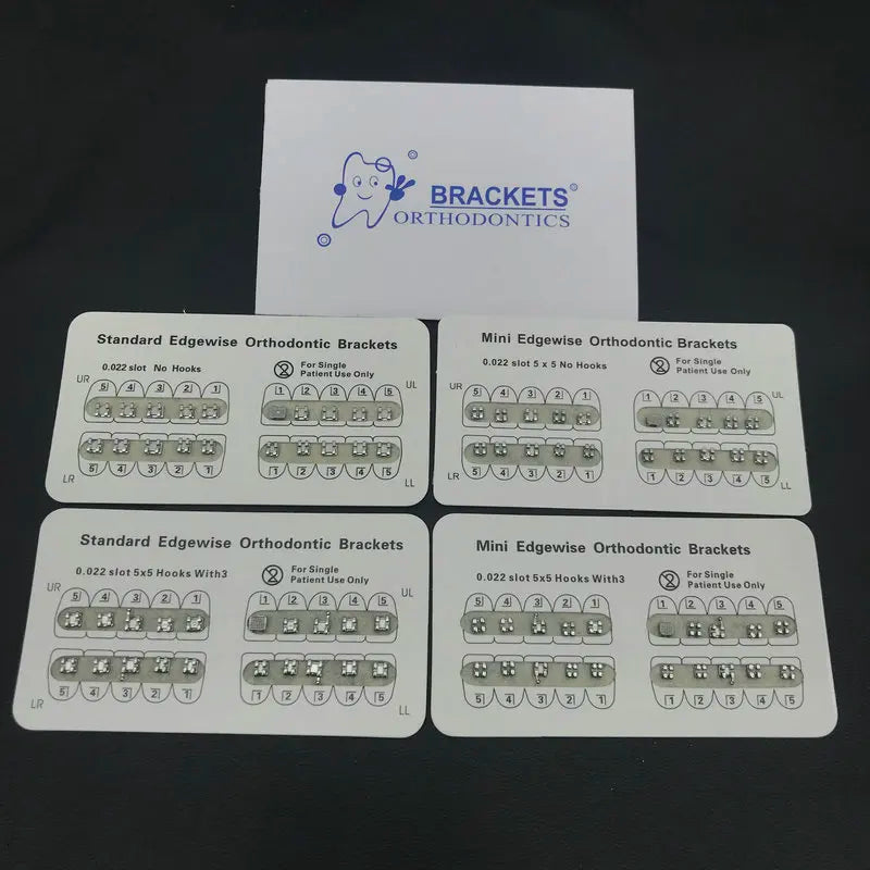 Dental Braces Brackets, 200-Piece Metal Orthodontic Supply in 10 Packs with Roth, MBT and Edgewise Model Options and Listed 022 Slot for Professional Use