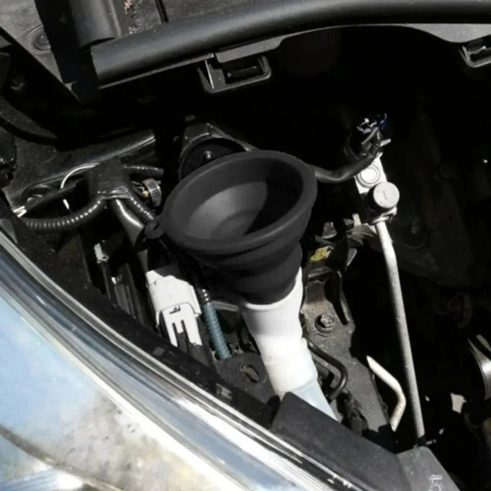 Collapsible Silicone Car Funnel for Compatible Liquid Transfer, Small 6cm or Large 8.5cm Width with 1, 2 or 4-Piece Choices and Foldable Garage Storage Design