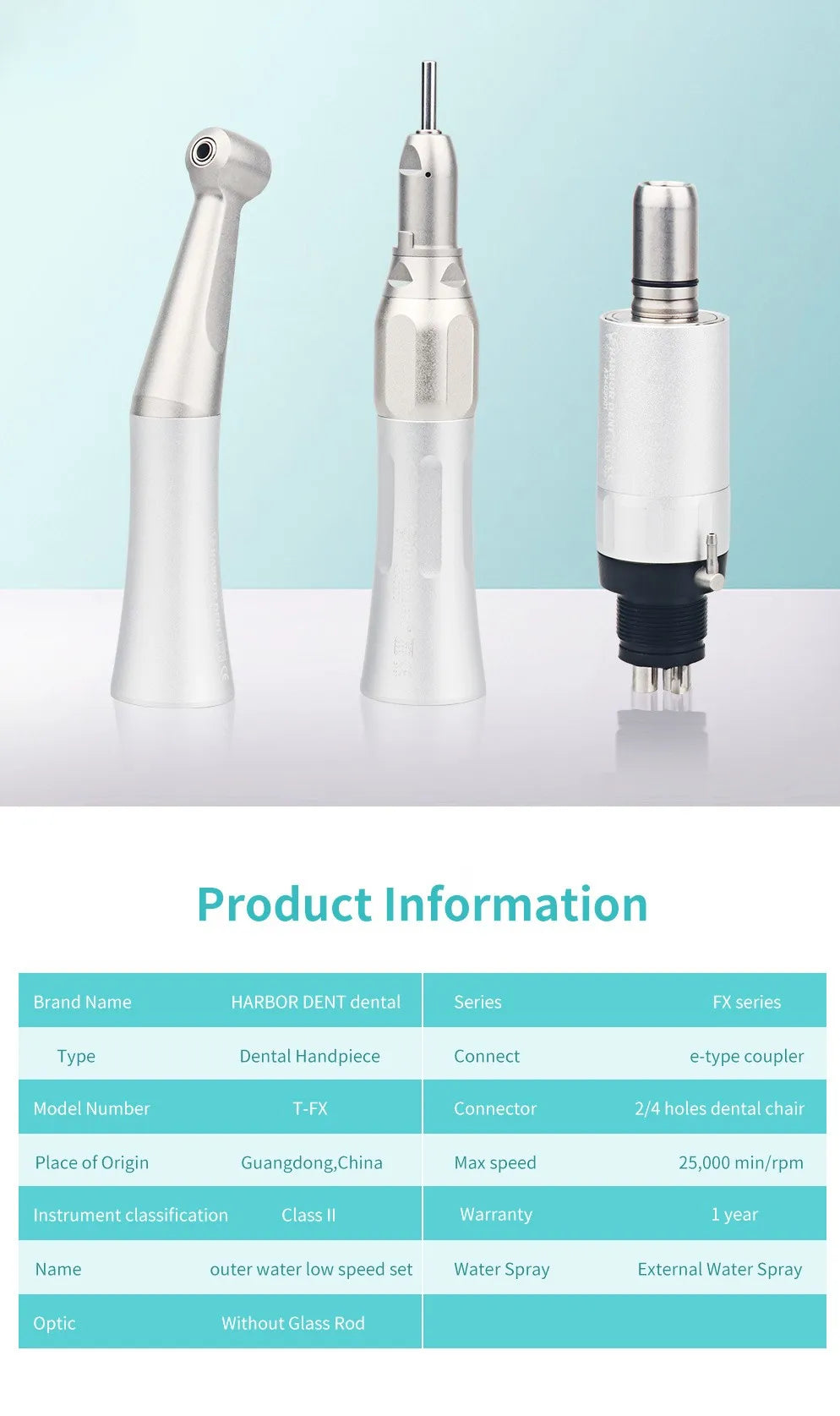 Dental Air Motor and Low Speed Handpiece Options, 2 or 4 Hole Motor, Contra Angle or Straight Attachment Selections for Professional Polishing Equipment