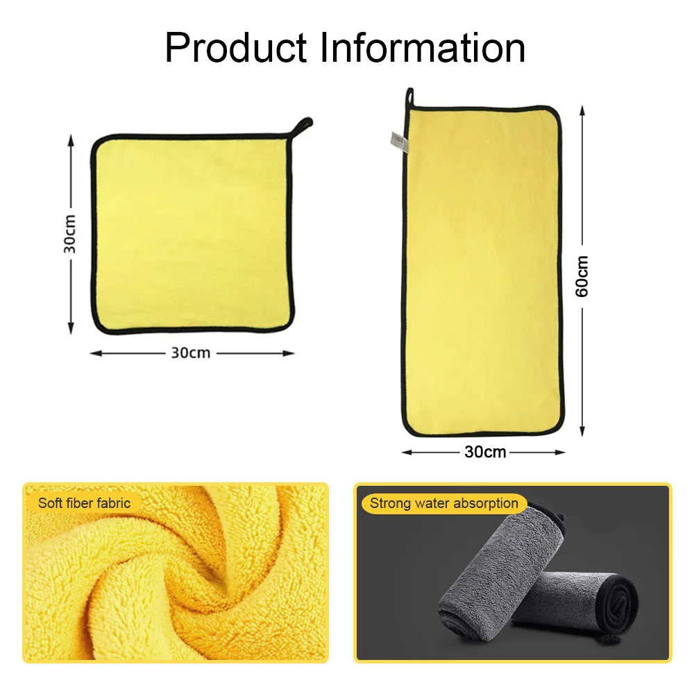 Car Detailing Microfiber Towels in Yellow, Soft Absorbent Polyester Cleaning Cloths with T054 and T056 Options in 1, 3 or 5 Pieces for Vehicle and Window Care