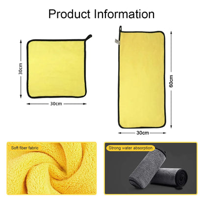 Car Detailing Microfiber Towels in Yellow, Soft Absorbent Polyester Cleaning Cloths with T054 and T056 Options in 1, 3 or 5 Pieces for Vehicle and Window Care