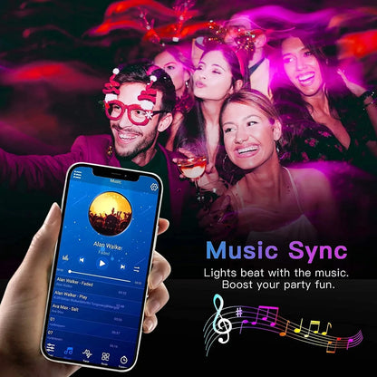 RGB 5050 Bluetooth Accent Light Strip, Flexible LED Ribbon with App and Remote Control in 1m, 2m, 3m or 5m Options for TV and Game Room Decor