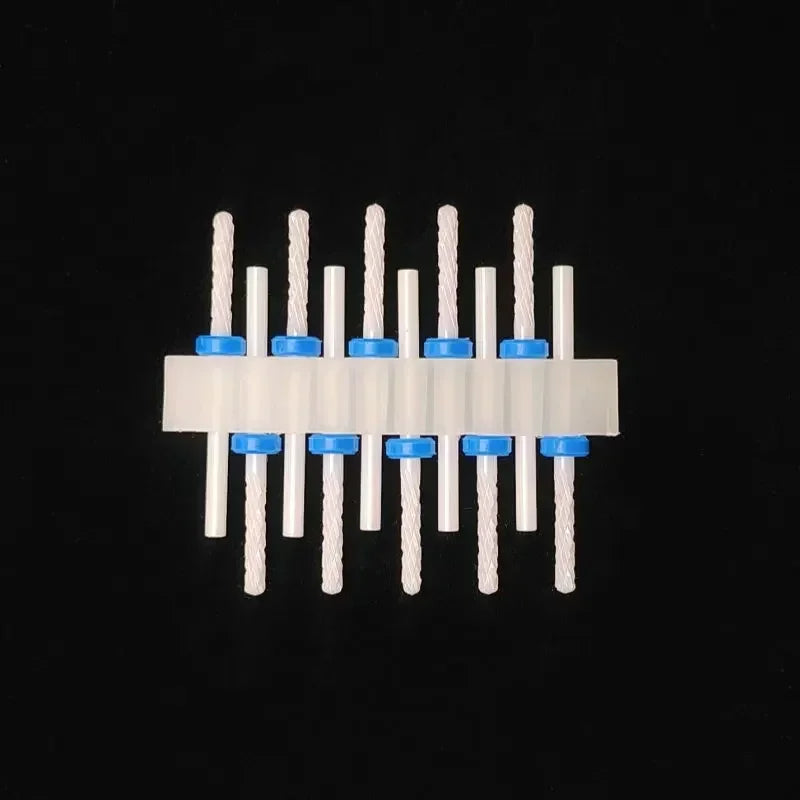 Zirconia Ceramic Nail Drill Bit Options with Listed 2.35mm Shank and Extra Coarse to Extra Fine Grade References for Compatible Electric Manicure Tools