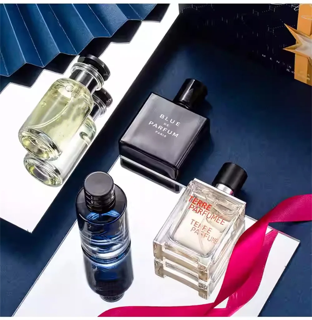 Mens Cologne Spray with 100ml Option Label and Floral Fruity Scent Reference, Gift Box and Four-Piece Set Wording for Personal Fragrance and Gift Selection