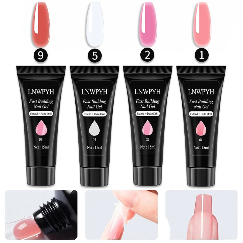 Gel Polish Extension Kit SMT96-23Max-5-14 by LNWPYH, Listed 10 Nail Colors and Four Poly Gels with Base and Top Coats for Adult Nail Art