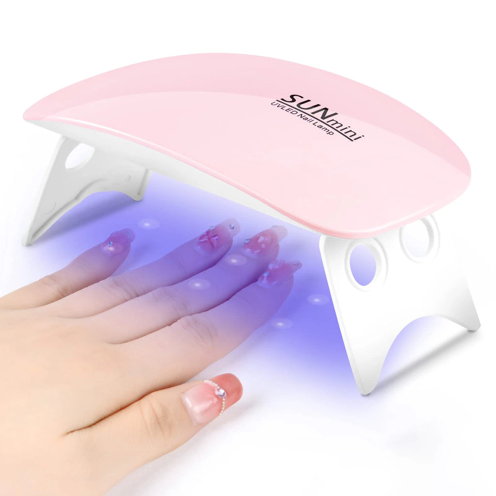 Mini UV LED Nail Lamp by LINMANDA, Portable 6W USB Gel Polish Curing Light with 45s and 60s Timer Settings in Pink and White Option Labels