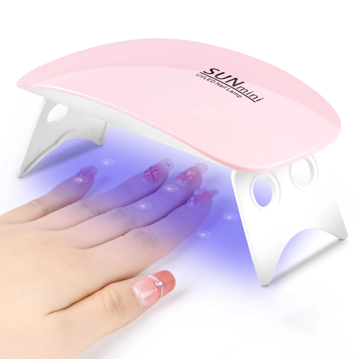 Mini UV LED Nail Lamp by LINMANDA, Portable 6W USB Gel Polish Curing Light with 45s and 60s Timer Settings in Pink and White Option Labels
