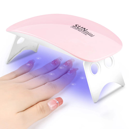 Mini UV LED Nail Lamp by LINMANDA, Portable 6W USB Gel Polish Curing Light with 45s and 60s Timer Settings in Pink and White Option Labels