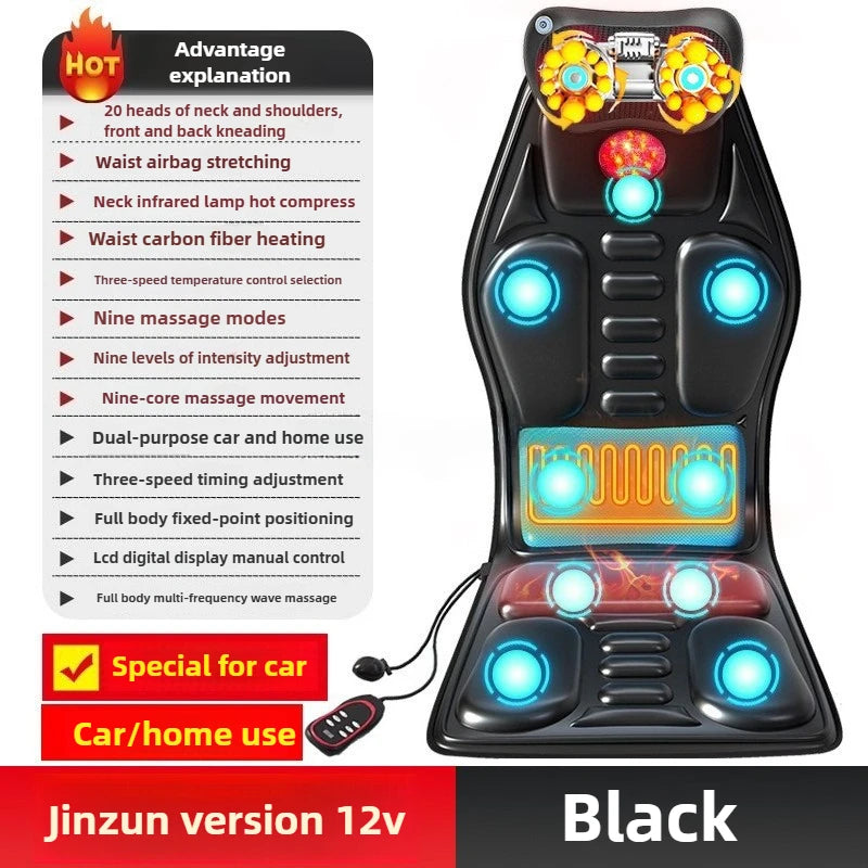 Massage Seat Cushion Options with Listed Heat, Vibration and Lumbar Airbag Features, Basic Flannel, Basic or Upgraded Selections for Home Office Relaxation