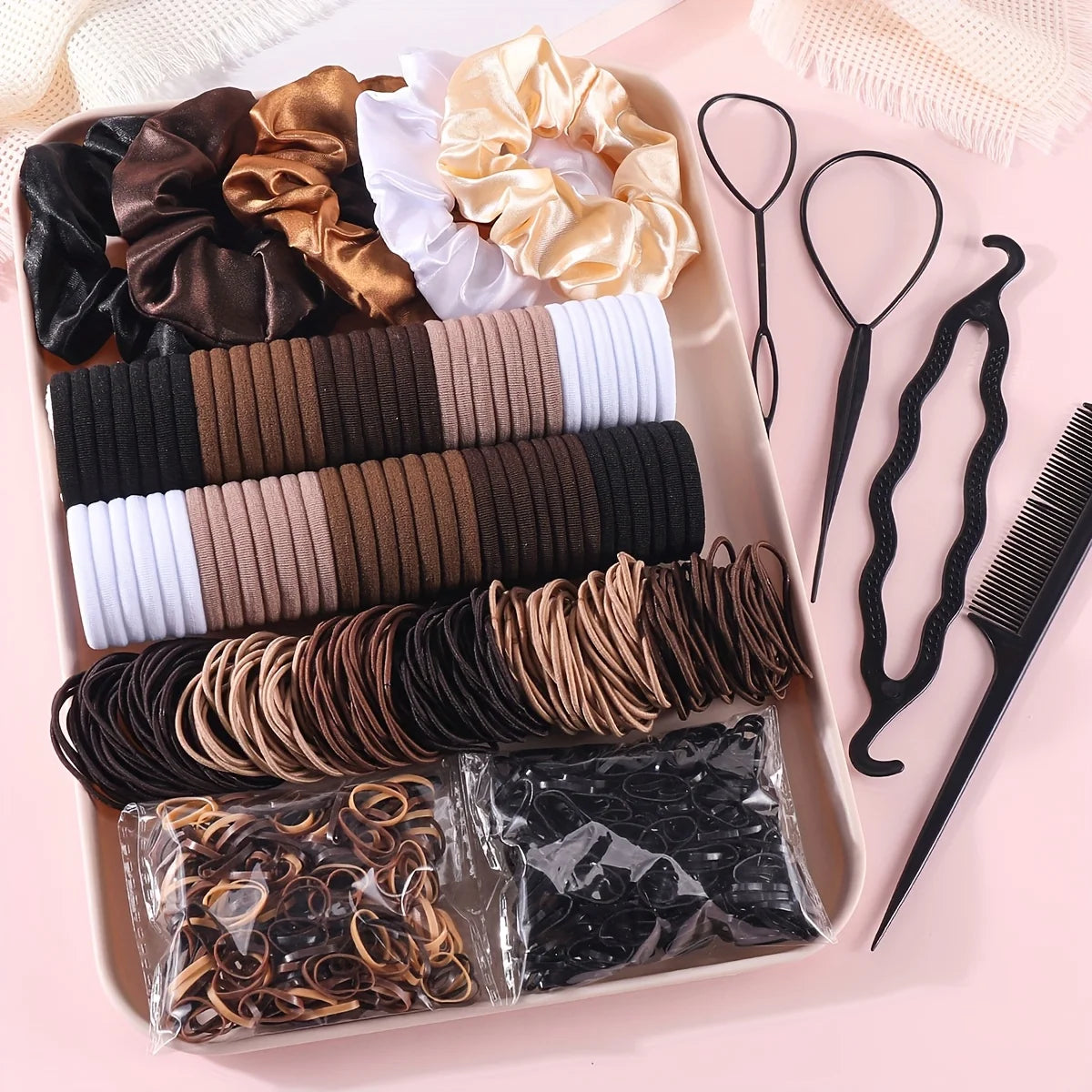 Hair Accessories Set for Women, Twelve Color and Pattern Options with Scrunchie and Ponytail Tie References for Everyday Buns and Outfit Coordination