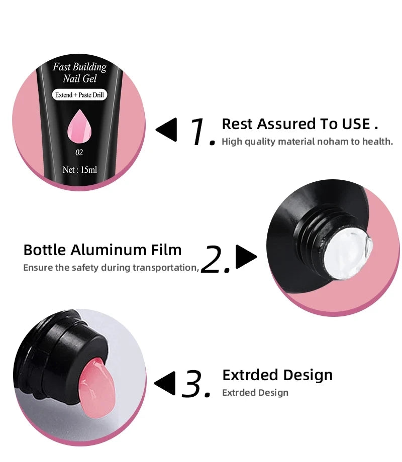 Gel Polish and Poly Extension Nail Kit by LNWPYH with 18 Polish Colors, Nine Extension Colors, Base and Top Coats, UV LED Lamp and Drill for Adult Manicures