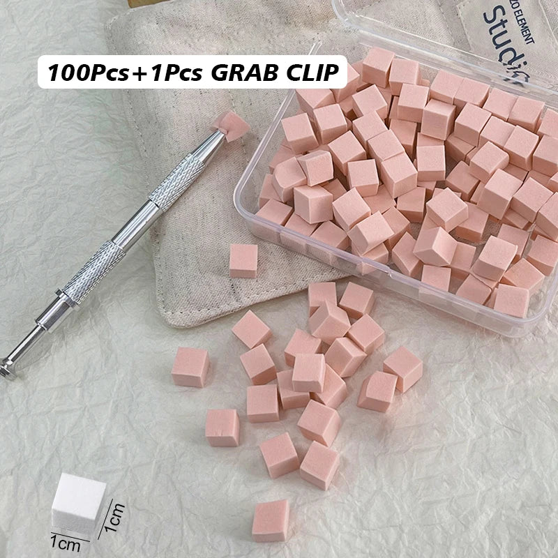 Ombre Nail Art Sponges, Square Gradient Manicure Tools with 50- or 100-Piece Pack Options, Selected Boxed Sets and Separate Clip for DIY Color Blending