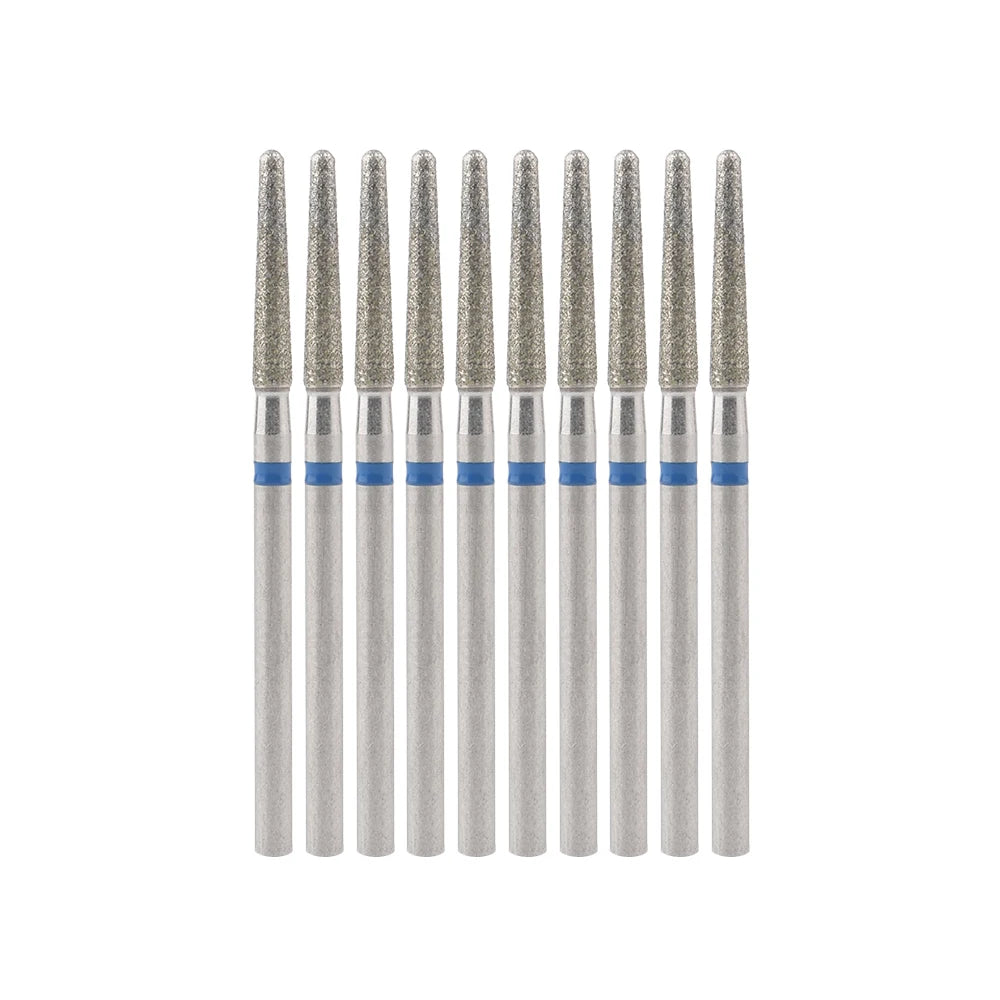 Diamond Nail Drill Bits, Listed 10-Piece Milling Accessories with 2.35mm Shanks, A-Series and Grade-Labeled Options for Professional Electric Manicure Filing