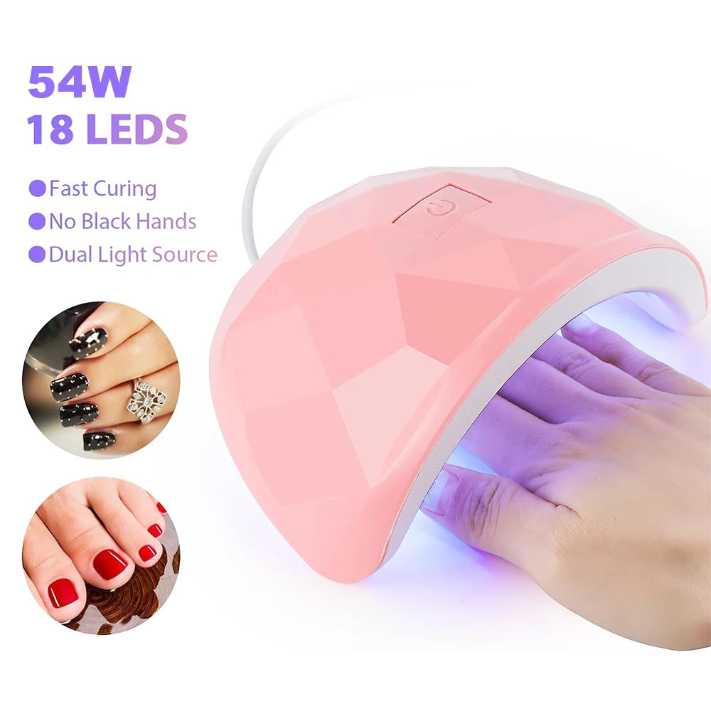 USB Nail Curing Lamp with Listed 18 LEDs, 60 and 120-Second Timers and Detachable Design, Pink, White or Upgraded White Options for Gel Manicures