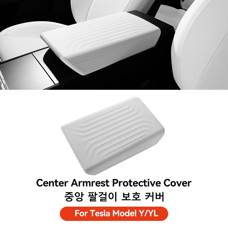 Armrest Cover for Tesla Interior Styling with TPE White, TPE Black and TPU Black Options, Model Y Juniper, YL and Model 3 Highland Labels and Bundle Choices
