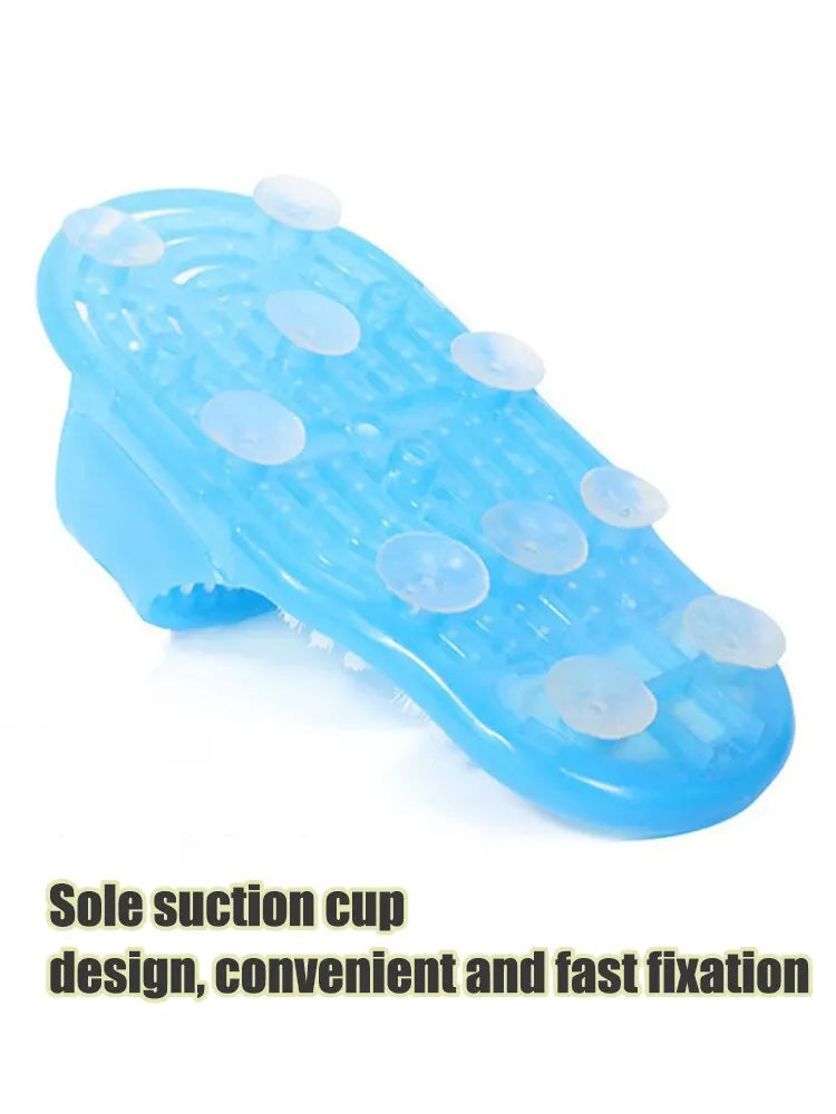 Shower Foot Scrubber Slipper with Suction Cup Base and Detachable Pumice Stone, Blue Foot Washing Brush in 1 or 2 Piece Options for Home Care