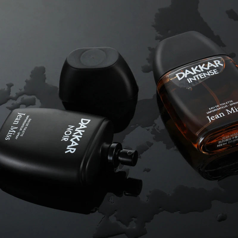 Men's Woody Perfume with Black and Yellow Dhaka 90ml Options, Listed Tea and Sandalwood Profile plus Separate Set and Two-Piece Selection Labels for Fragrance Gifts