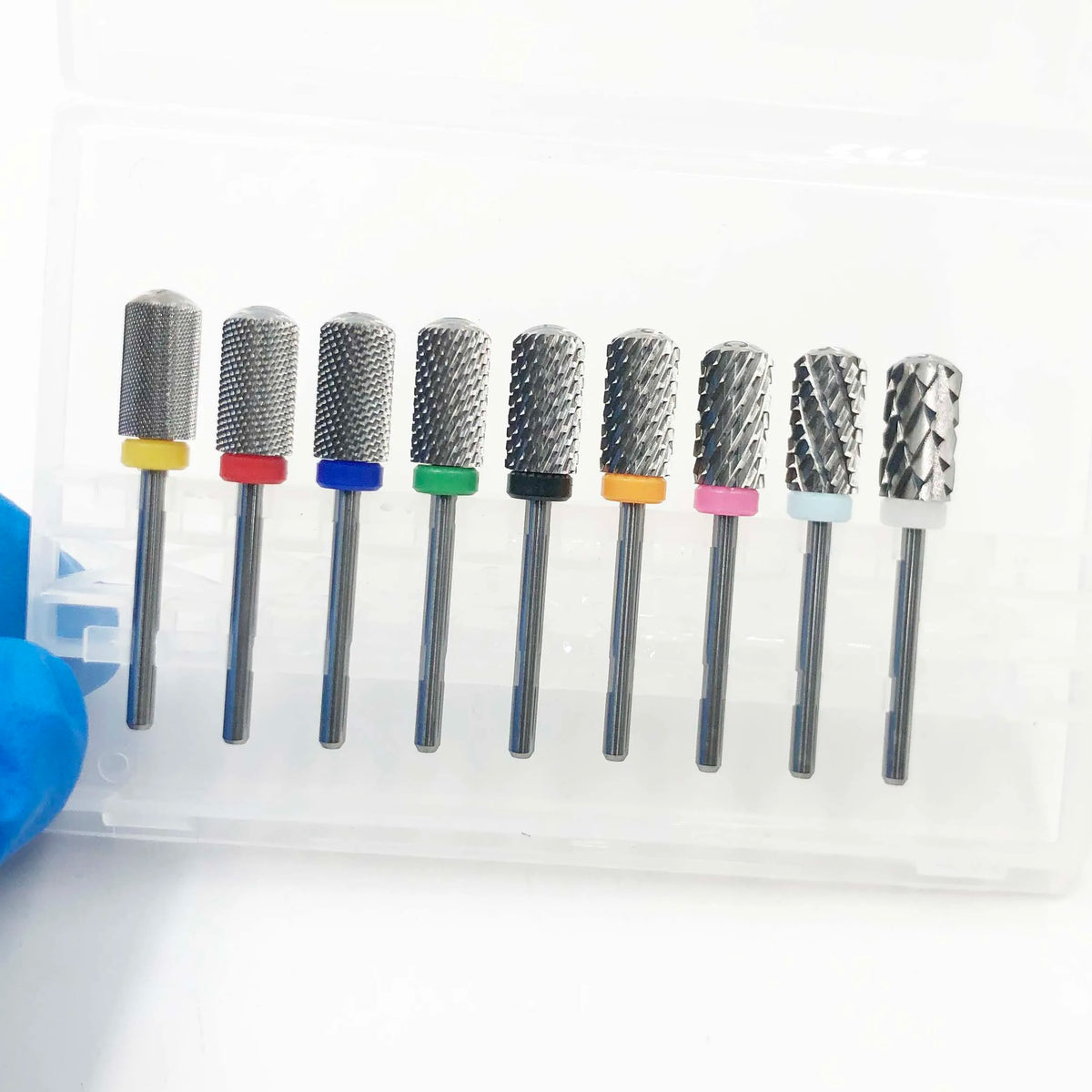 Large Barrel Carbide Nail Drill Bit with Listed 6.6mm Size and Rounded Smooth Top, Eight Option Labels for Compatible Electric Manicure Tools