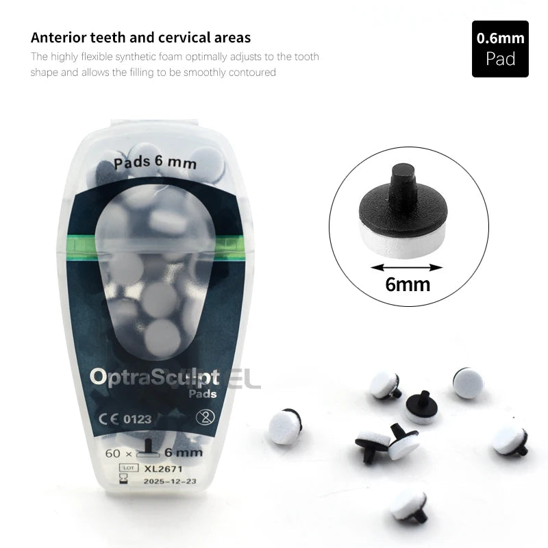 Dental Composite Modeling Kit with Listed Stainless Steel Handle and Foam Pad Attachments, 17cm Length and 4mm/6mm References for Material Shaping