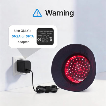 LED Scalp Care Bucket Hat Hello Face T100 with 336 Red and Near-Infrared LEDs, Three Light Modes and Separate With-Controller or Hat-Only Set Options