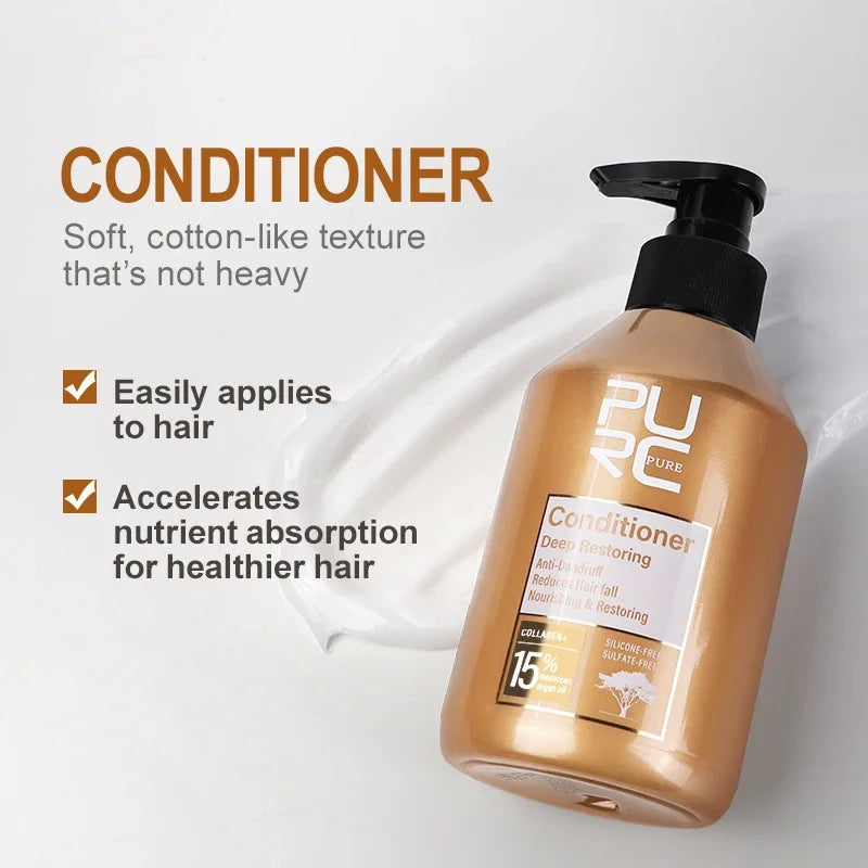 Argan Oil Shampoo and Conditioner by PURC with 300ml Shampoo, 280ml Conditioner and Set Options for Cleansing and Cosmetic Smoothing Hair Care