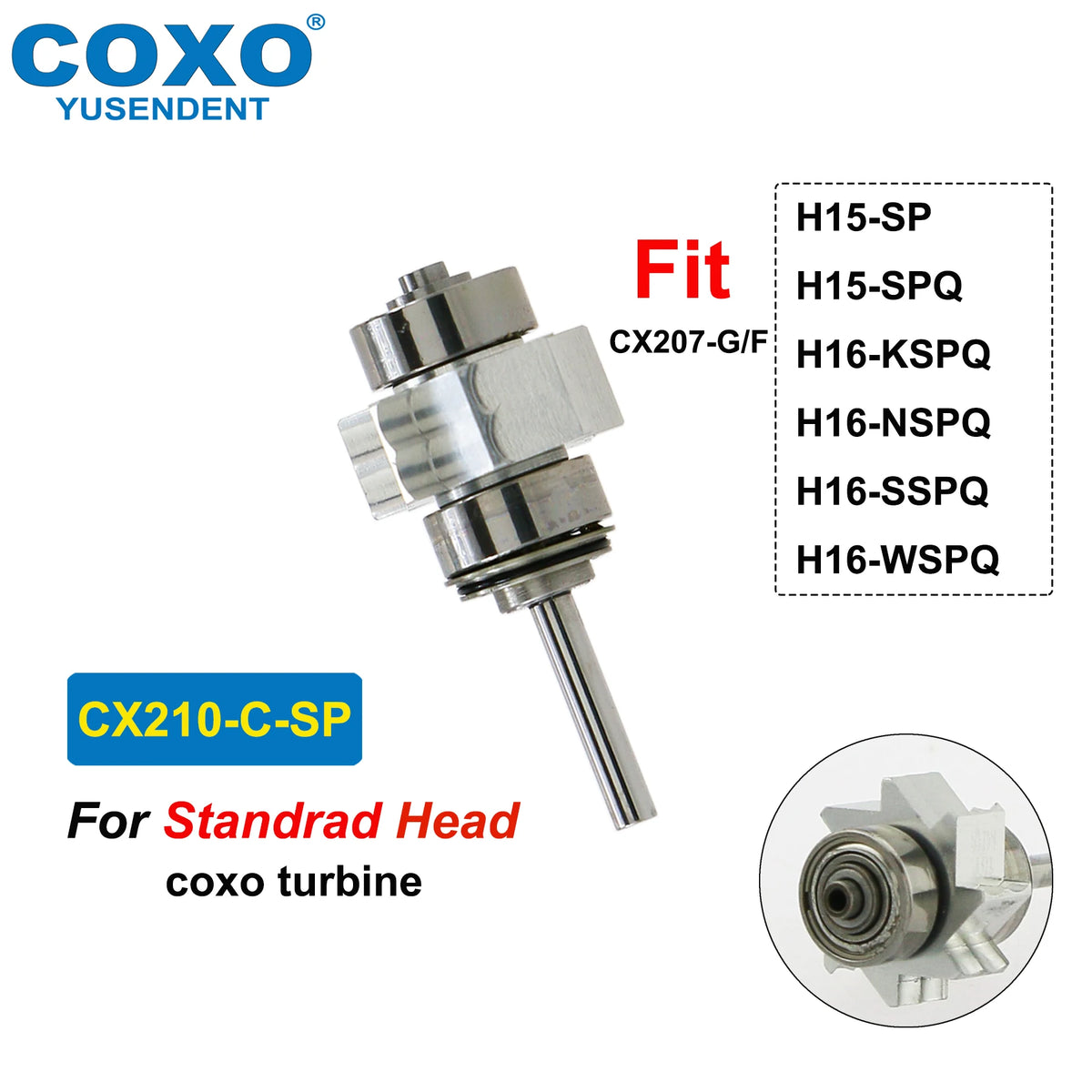 High Speed Dental Turbine Handpiece and Replacement Part Options by COXO YUSENDENT, H15 H16 H05 Models with Coupler, Rotor and Bulb Selections
