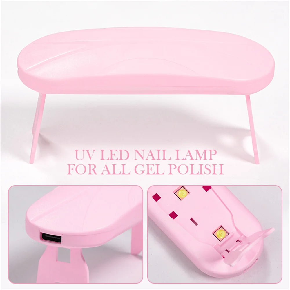 Mini UV LED Nail Lamp by LINMANDA, Portable 6W USB Gel Polish Curing Light with 45s and 60s Timer Settings in Pink and White Option Labels
