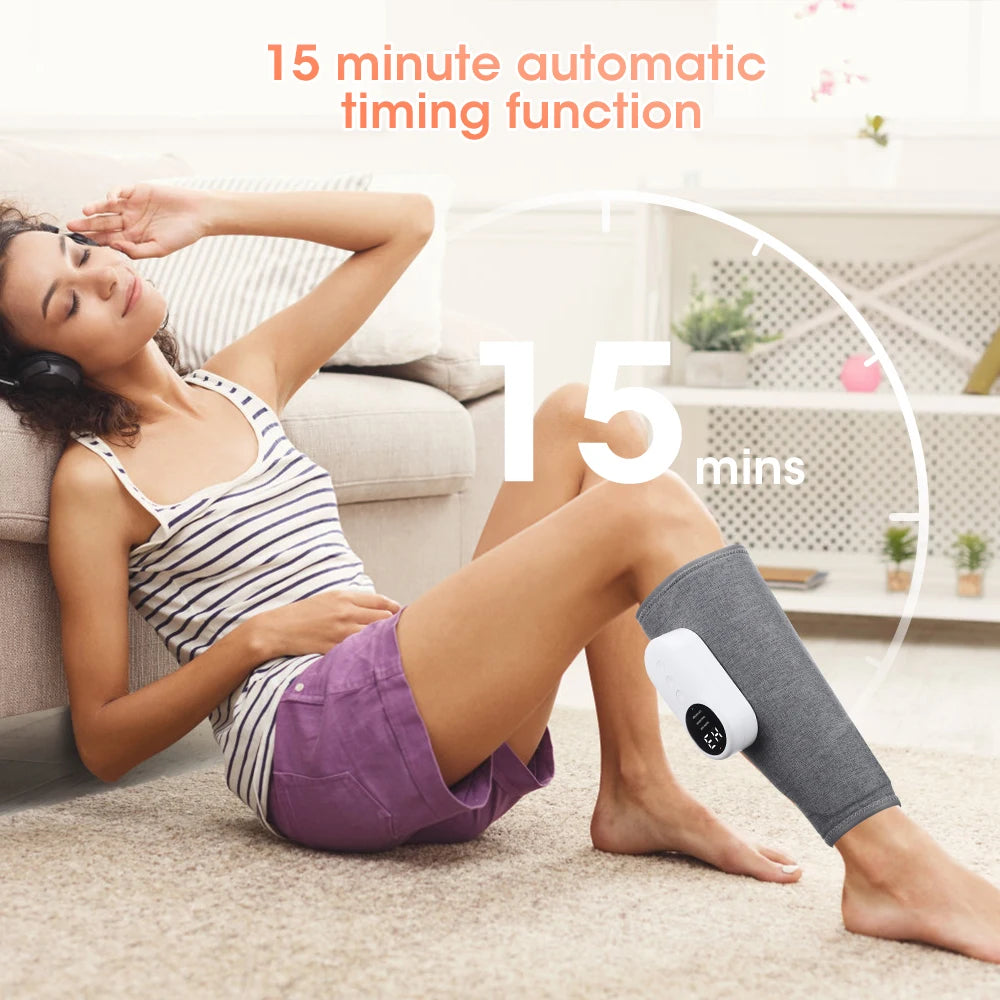 Heated Calf Compression Massager with Three Heat Settings, Three Massage Modes and Intensities, 2000mAh Battery and USB-C Charging in Single or Pair Options