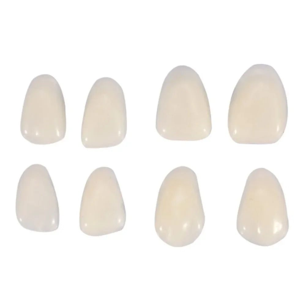 Temporary Dental Veneer Pieces for Front Teeth, Mixed-Size Cosmetic Cover Listing in Slightly White or Slightly Yellow Options for Professional Dental Review