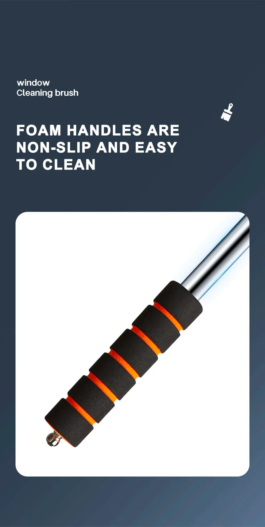 Telescopic Windshield Cleaning Brush by SEAMETAL, 32–50.5cm Adjustable Aluminum-Alloy Handle for Manual Car Glass Wiping in Black, Orange or Blue