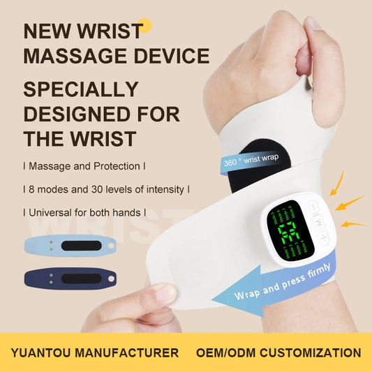 USB Rechargeable Wrist Vibration Massager, Cordless Electric Personal-Care Device in White, Dark Blue or Blue for Seated Home Relaxation Breaks