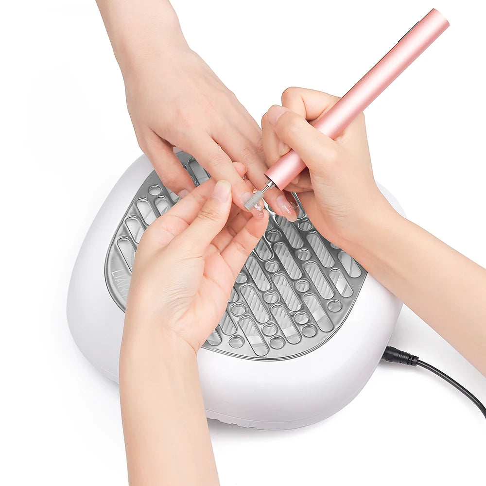 Two-Filter Nail Dust Collector with ABS Body, Adjustable Suction and Listed 23 x 22.5 x 6.9cm Size, Grey, Rose, Silver or Pink Manicure Vacuum Options