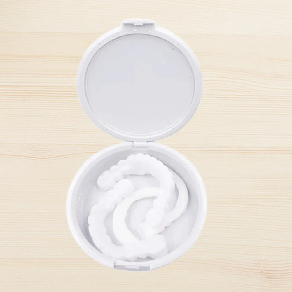 White Cosmetic Teeth Cover, Temporary False-Teeth Appearance and Denture-Style Listing with Material, Fit and Retention Requiring Professional Dental Review