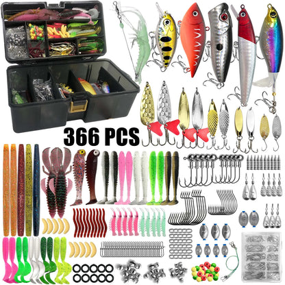 Fishing Lure Kit for Trout, Pike and Bass, Multi-Lure Tackle Selection with Layered Box Reference and Six Model Options for Recreational Angling Trips