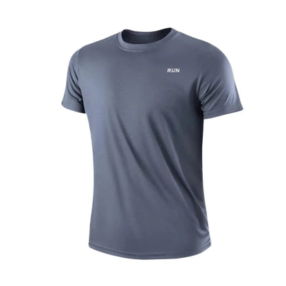 Men's Round Neck Workout T-Shirt with Short Sleeves, Listed Quick-Dry Moisture-Wicking Lightweight Gym and Running Top in Eight Colors, Asian Sizes M to 4XL