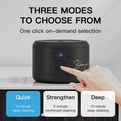 Dental Appliance Cleaner with USB Power Supply, Black Cleaning Machine for Compatible Removable Dentures, Orthodontic Appliances and Selected Jewelry