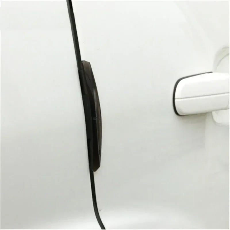 Car Door Guard Strips 4-Piece PVC Set in Transparent or Black, Adhesive Decorative Side Bumper Trim for Compatible Vehicle Exterior Surfaces