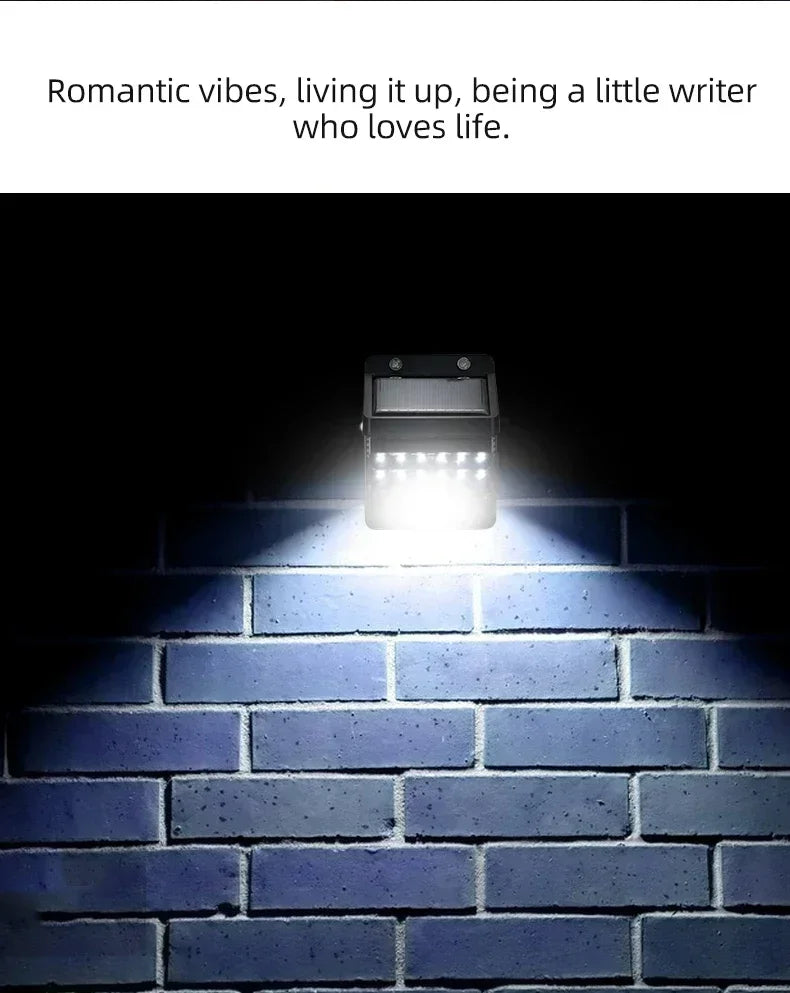 Outdoor Solar Wall Light Options for Garden Fences, Courtyards and Exterior Walls, with Listed 6-LED Non-Sensor and 30-LED PIR Motion Sensor Designs