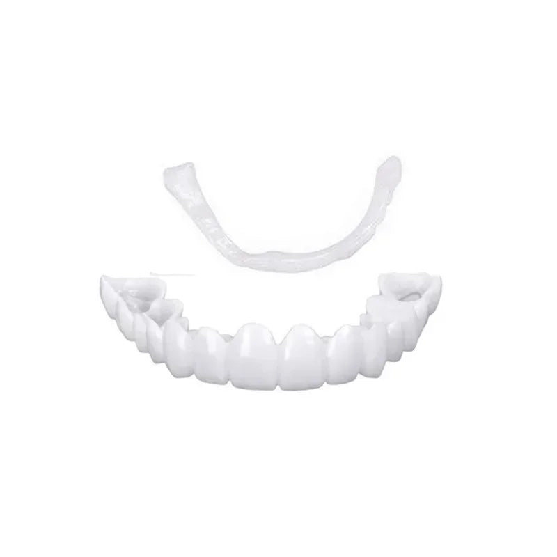 Silicone Denture-Style Teeth Covers with Single-Piece and Bundle Purchase Labels, Temporary Simulated-Teeth Appearance Reference Requiring Professional Fit Review