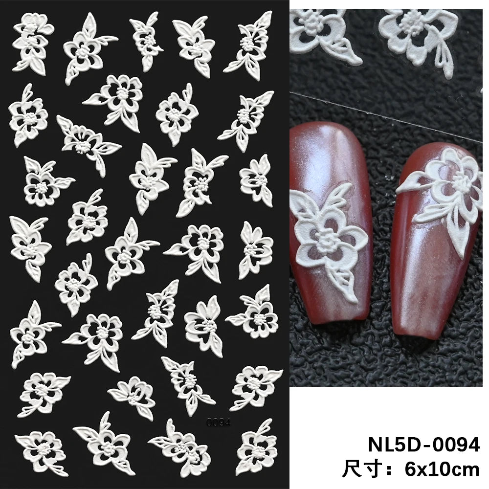 1Pcs 5D Tulip Flower Nail Stickers Embossed Self Adhesive Summer Design For Women Household Salon Manicure Supply