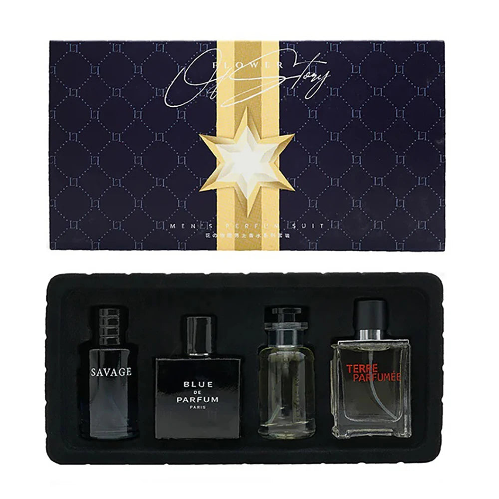 Mens Cologne Spray with 100ml Option Label and Floral Fruity Scent Reference, Gift Box and Four-Piece Set Wording for Personal Fragrance and Gift Selection