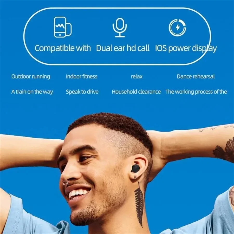 A6S Wireless Earbuds with Listed Bluetooth 5.0 and Stereo Audio, Five Color Options with Touch and LED Display References for Personal Music and Call Routines