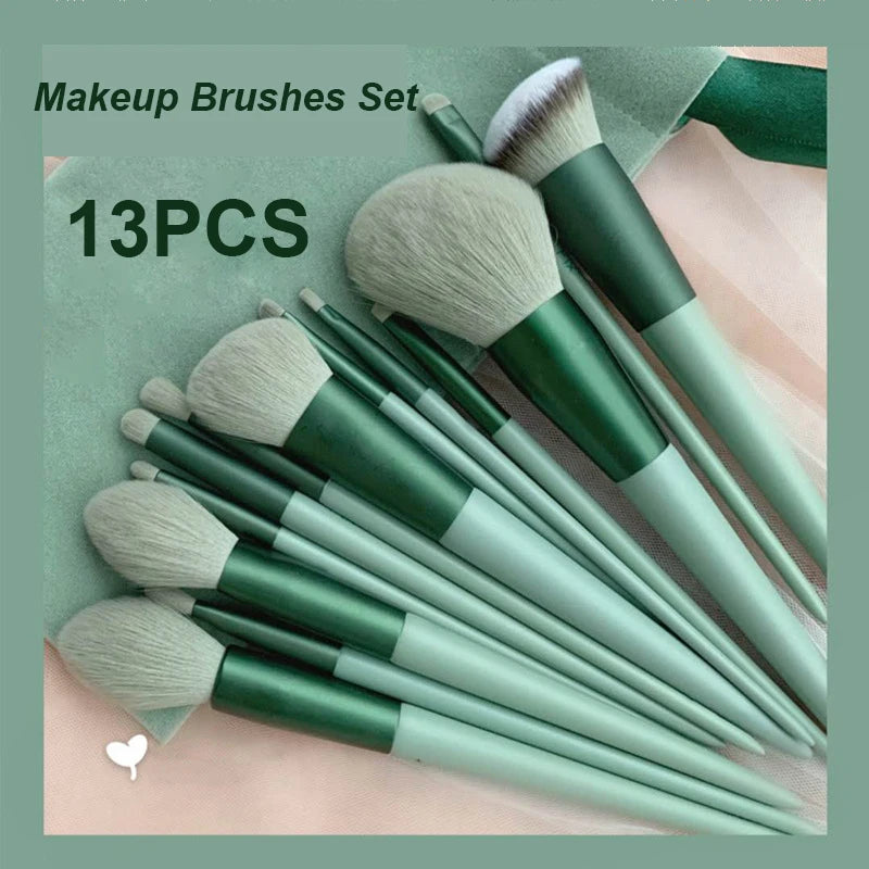 Synthetic Makeup Brush Set with Soft Fibers, Plastic Handles and Aluminum Ferrules, Color Choices and Select Bag Options for Foundation, Eyeshadow and Blush