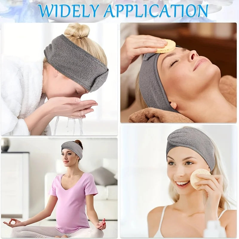 Adjustable Spa Headband for Women, Wide Hair Band for Makeup, Face Washing and At-Home Beauty Routines in Black, White, Gray, Purple or Pink Single-Piece Options