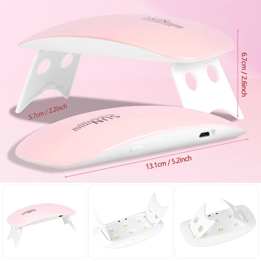 Mini UV LED Nail Lamp by LINMANDA, Portable 6W USB Gel Polish Curing Light with 45s and 60s Timer Settings in Pink and White Option Labels